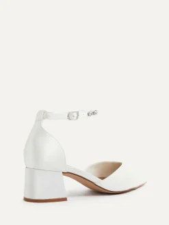 Linzi Ivory Bridal Jordanna Low Block Court Heels With Embellished Ankle Strap^Women Heels