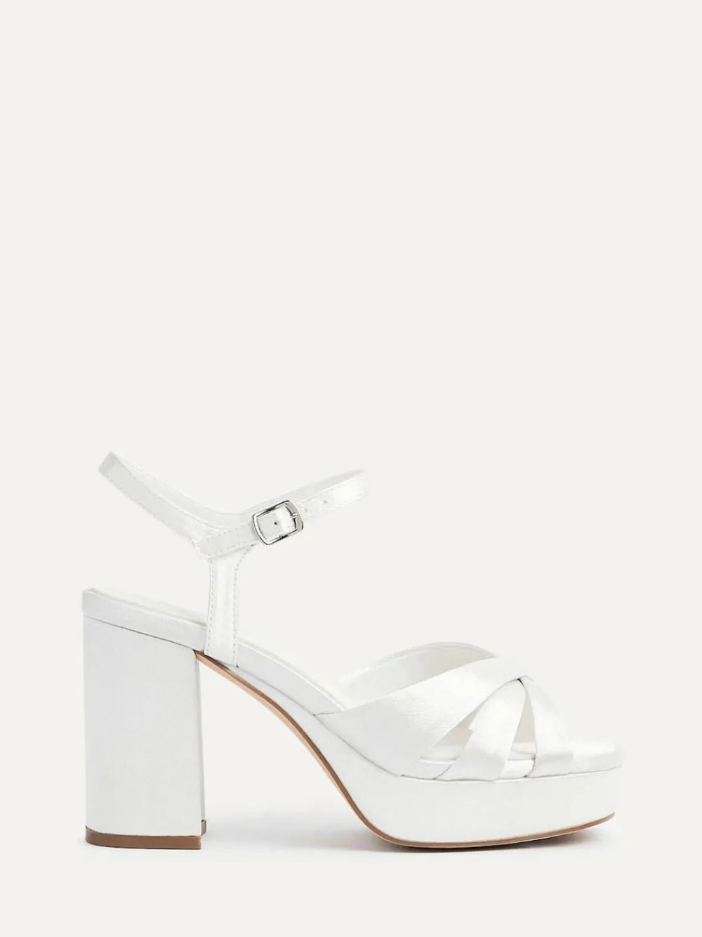 Online Linzi Ivory Bridal Keliah Platform Cross-Over Strap Block Heeled Sandals