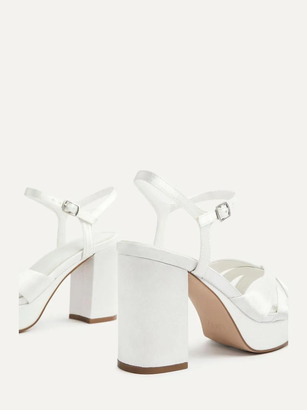 Online Linzi Ivory Bridal Keliah Platform Cross-Over Strap Block Heeled Sandals