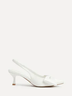 Linzi Ivory Bridal Merlot Satin Slingback Court Heels With Bow Detail