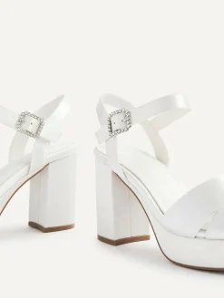 Clearance Linzi Ivory Bridal Perola Cross-Over Strappy Platform Sandals