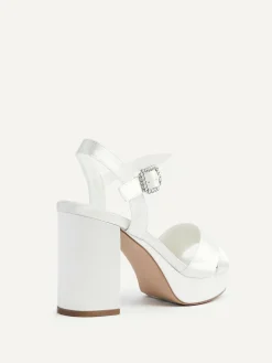 Clearance Linzi Ivory Bridal Perola Cross-Over Strappy Platform Sandals