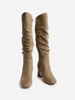 Best Linzi Alpine Ruched High Leg Boots Mocha