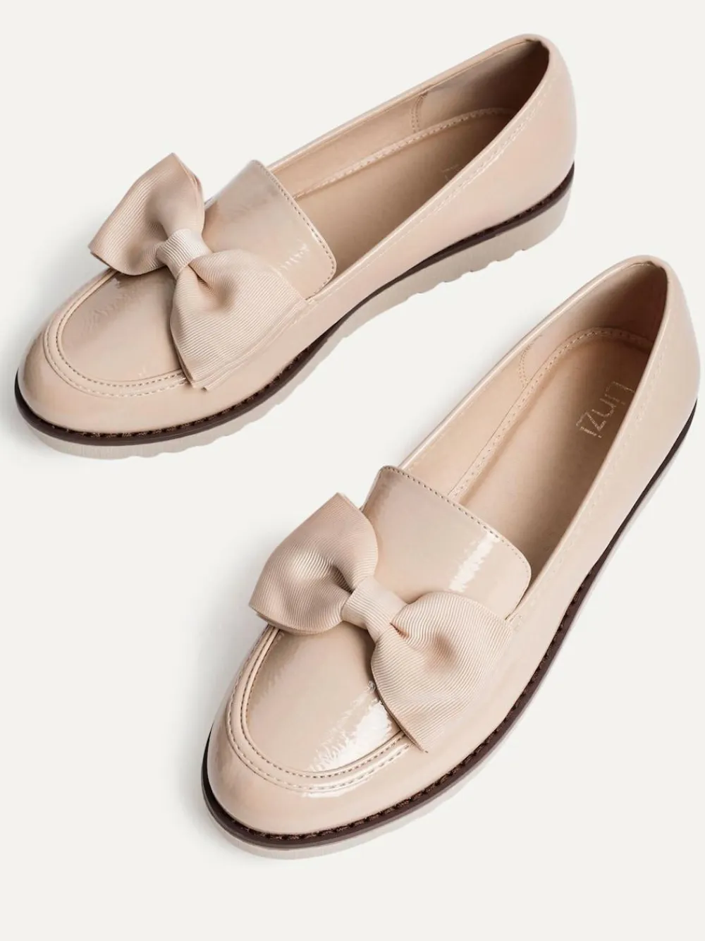 Clearance Linzi Cathy Platform Loafers with Large Bow Nude