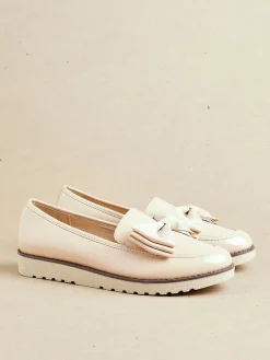 Clearance Linzi Cathy Platform Loafers with Large Bow Nude