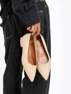 Linzi Wide Fit Compete Pointed Toe Ballet Flat Shoes Nude