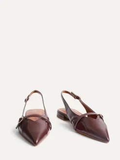 Clearance Linzi Prague Pointed Toe Ballet Flats With Buckle Detail Red