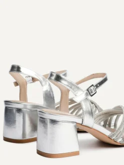 Best Linzi Gracie Diamante Front Strap Low Block Sandals Silver