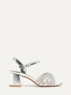Discount Linzi Strictly Wide Fit Diamante Crossover Heeled Sandals Silver