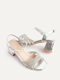 Discount Linzi Strictly Wide Fit Diamante Crossover Heeled Sandals Silver