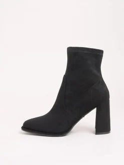 Lipsy Black Block Heel Stretch Faux Suede Ankle Sock Boots