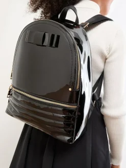 Hot Lipsy Bow Detail School Backpack Black