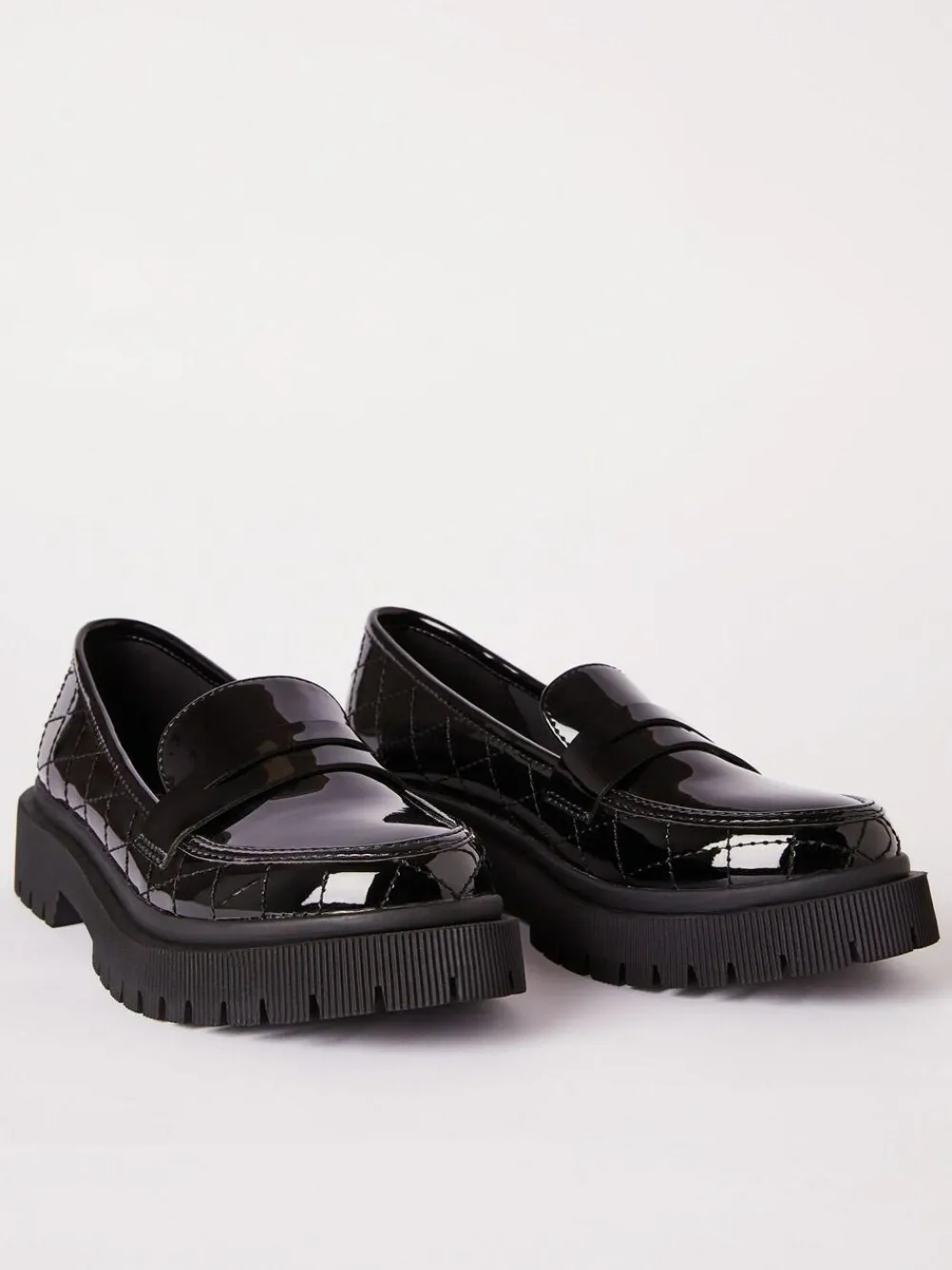 Clearance Lipsy Black Chunky Quilted Loafer School Shoes
