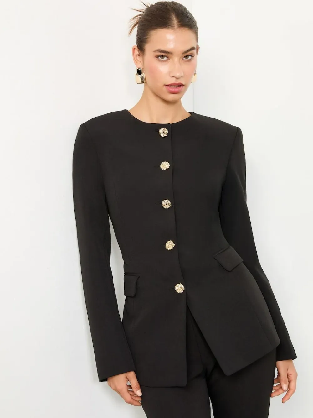 Discount Lipsy Black Collarless Blazer