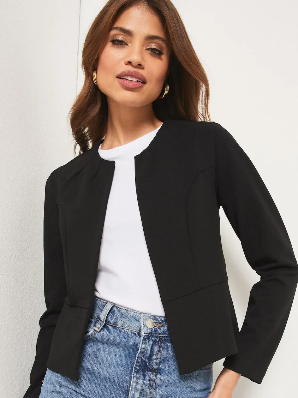 Sale Lipsy Black Cropped Collarless Blazer