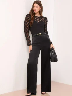 Hot Lipsy Black 3D Fabric Puff Sleeve Top