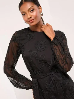 Lipsy 3D Lace Long Sleeve Mini Dress^Women Dresses