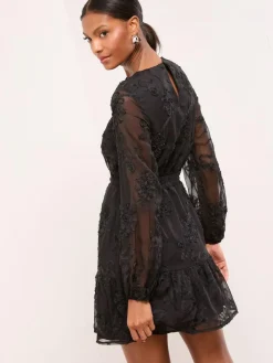 Lipsy 3D Lace Long Sleeve Mini Dress^Women Dresses