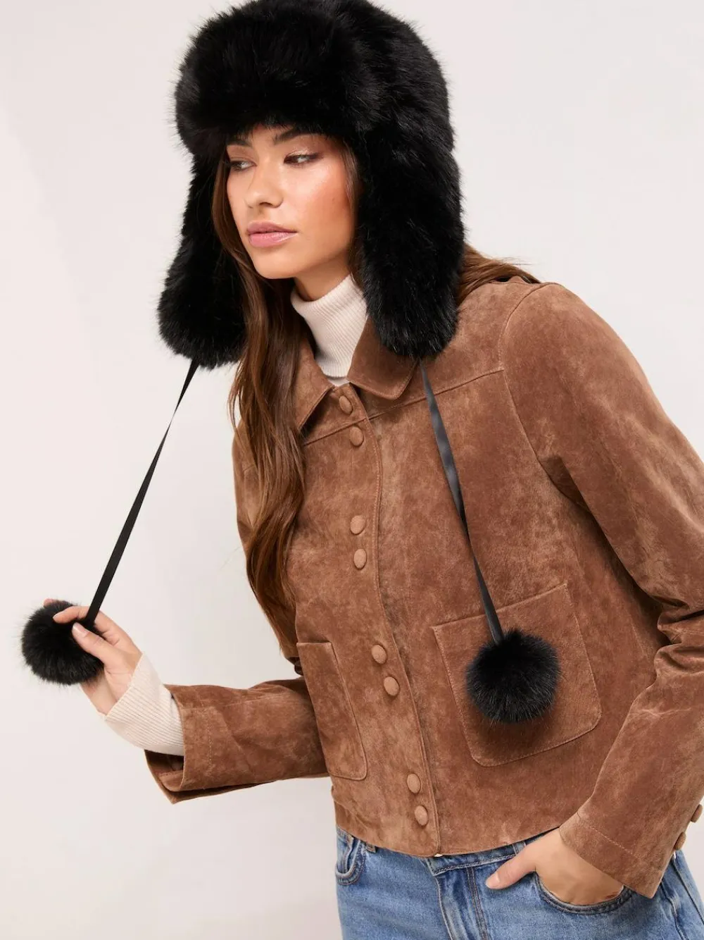 Lipsy Faux Fur Trapper Hat with Poms^Women Hats, Gloves & Scarves|Hats, Gloves & Scarves