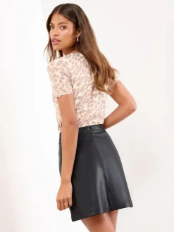 Lipsy Black Faux Leather Mini Skirt^Women Skirts