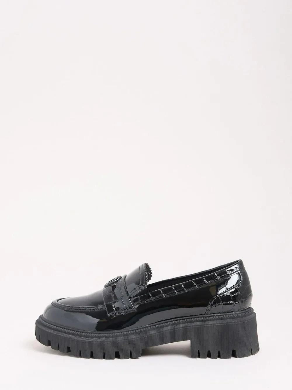 Online Lipsy Black Faux Leather Patent Chunky Penny Loafers
