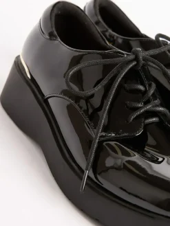 Clearance Lipsy Black Heel Clip Wedge Brogue School Shoes