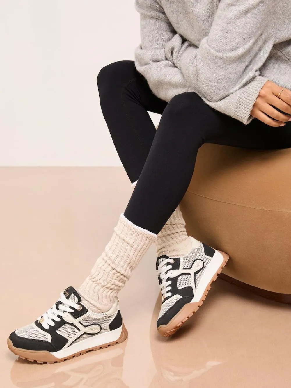 Clearance Lipsy Lace Up Chunky Runner Sports Trainers Black