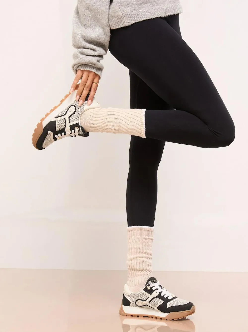 Clearance Lipsy Lace Up Chunky Runner Sports Trainers Black