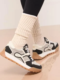 Clearance Lipsy Lace Up Chunky Runner Sports Trainers Black