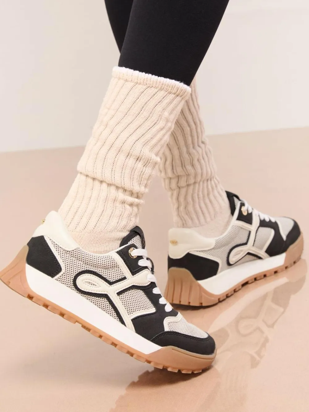 Clearance Lipsy Lace Up Chunky Runner Sports Trainers Black