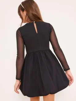 Lipsy Black Mesh 2-In-1 Puff Hem Dress (5-16yrs)^ Dresses