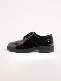 Lipsy Black Narrow Fit (E) Clean Lace Up Chunky Brogue School Shoes^ Shoes