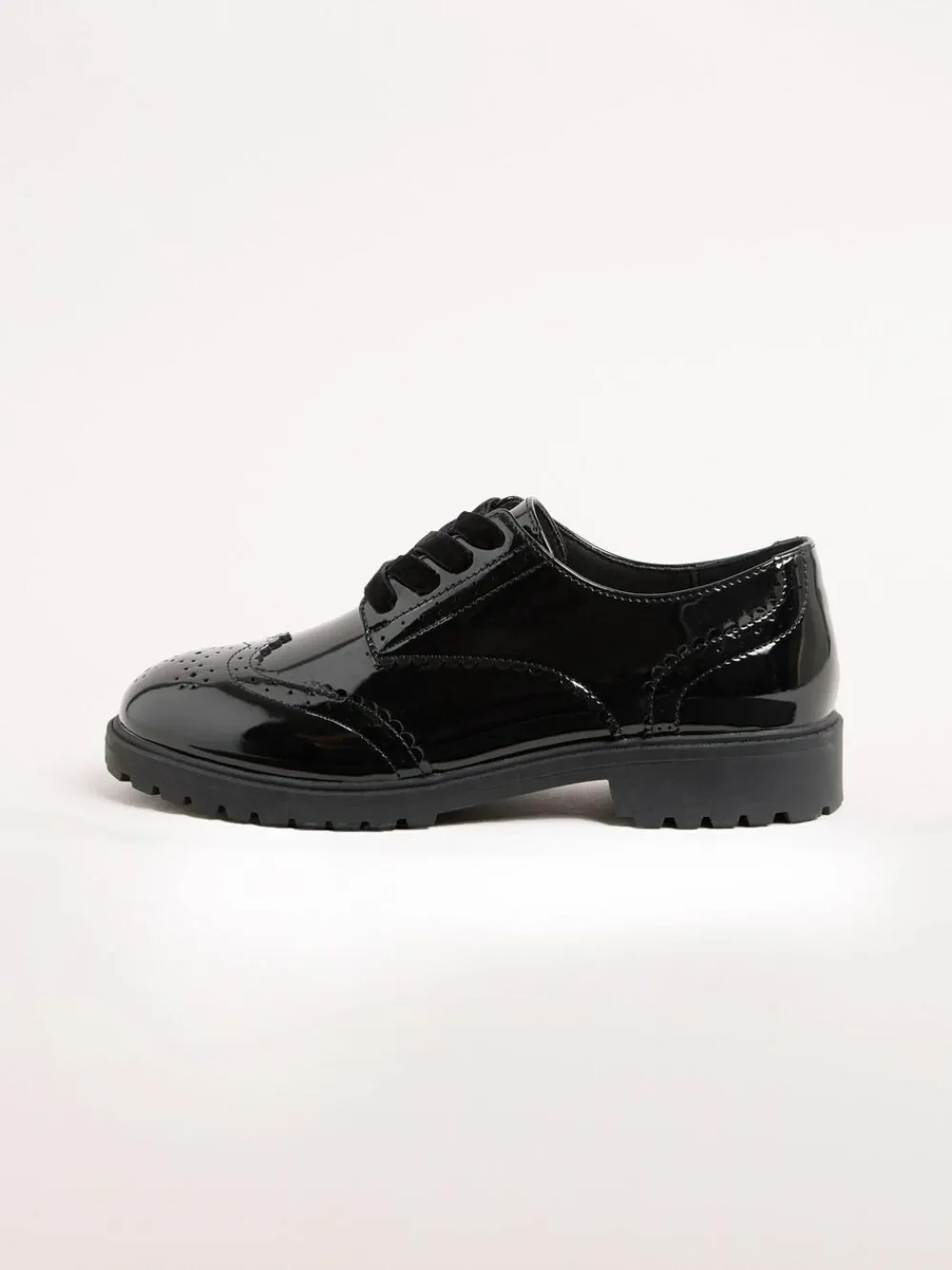Lipsy Black Narrow Fit (E) Clean Lace Up Chunky Brogue School Shoes^ Shoes