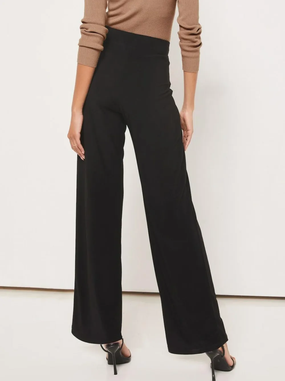 Outlet Lipsy Petite High Waist Wide Leg Trousers Black