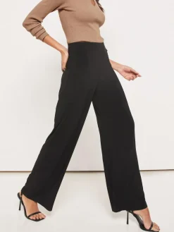Outlet Lipsy Petite High Waist Wide Leg Trousers Black
