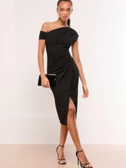 Lipsy Petite Off The Shoulder Gathered Waist Midi Dress^Women Occasion Dresses|Midi Dresses