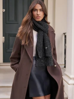 Clearance Lipsy Shimmer Ribbed Scarf Black