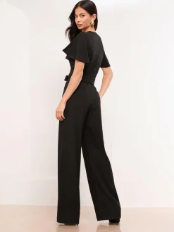 Lipsy Short Sleeve Hardware Jumpsuit Black