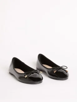 Outlet Lipsy Black Standard Fit (F) Patent Slip On Ballerina School Shoes