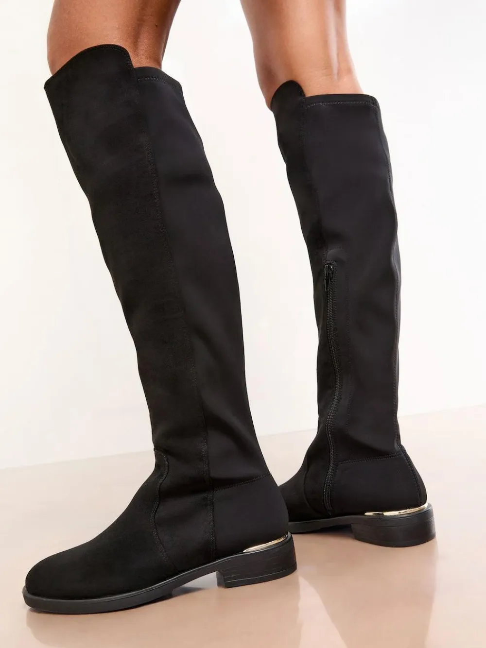 Lipsy Standard fit Faux Suede Elasticated Flat Knee High Casual Boots^Women Boots & Wellies|Boots