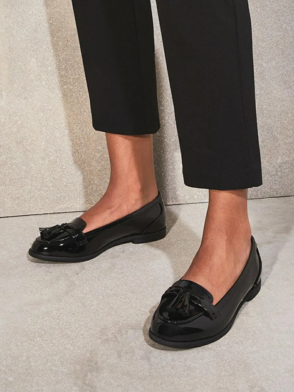 Discount Lipsy Black Standard Fit Patent Flat Tassel Loafers