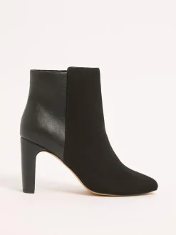 Lipsy Black Standard fit Faux Leather Mixed Material Mid Block Heeled Smart Ankle Boots^Women Boots & Wellies|Boots