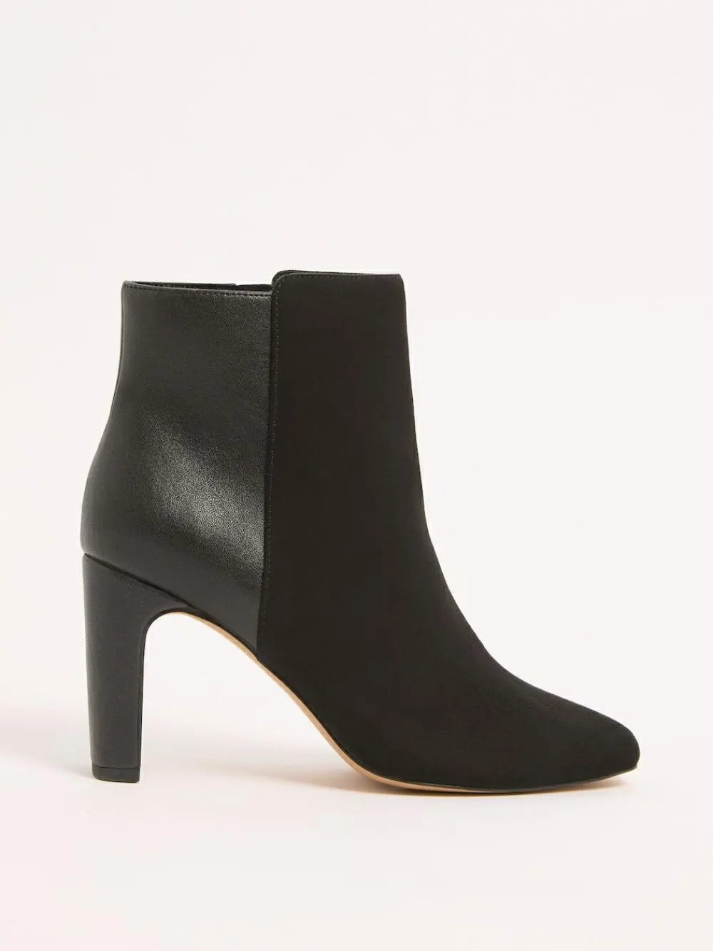 Lipsy Black Standard fit Faux Leather Mixed Material Mid Block Heeled Smart Ankle Boots^Women Boots & Wellies|Boots