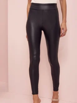 Lipsy Black Tall High Waist Leather Look Leggings^Women Leggings & Sweatpants
