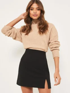 Lipsy Black Tall Split Side Mini Skirt^Women Skirts