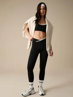 Best Lipsy Black Tipped Cross-Over Waist Leggings