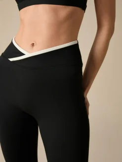 Best Lipsy Black Tipped Cross-Over Waist Leggings