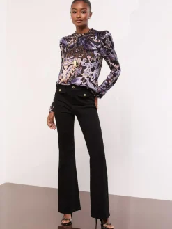 Discount Lipsy Black Velvet High Neck Blouse