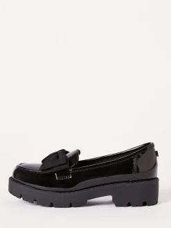 Lipsy Black Wide Fit (G) Patent Chunky Bow Slip On Loafer School Shoes^ Shoes