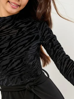 Discount Lipsy Black Zebra Devore Jumpsuit (5-16yrs)